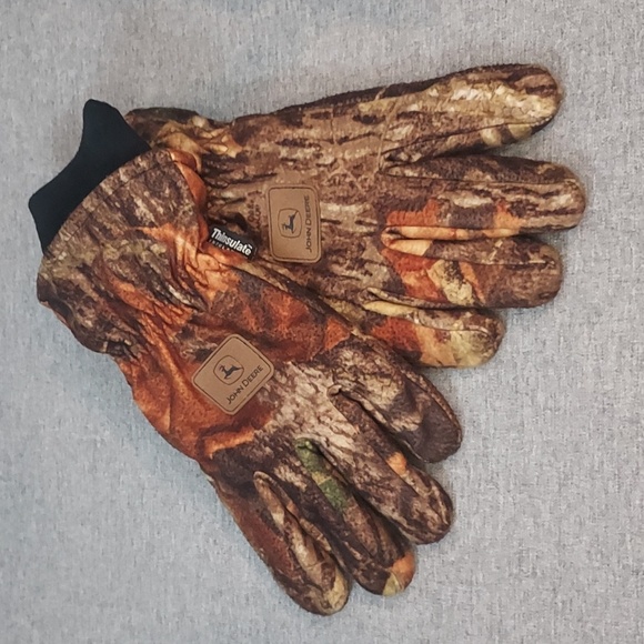 John Deere Mossy Oak Breakup Camouflage Fleece Lined Thinsulate Gloves Size XL - Picture 4 of 9